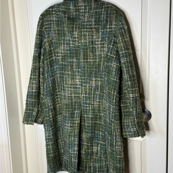 Tribal Green and Blue Tweed Pea Coat size large - Picture 2 of 7